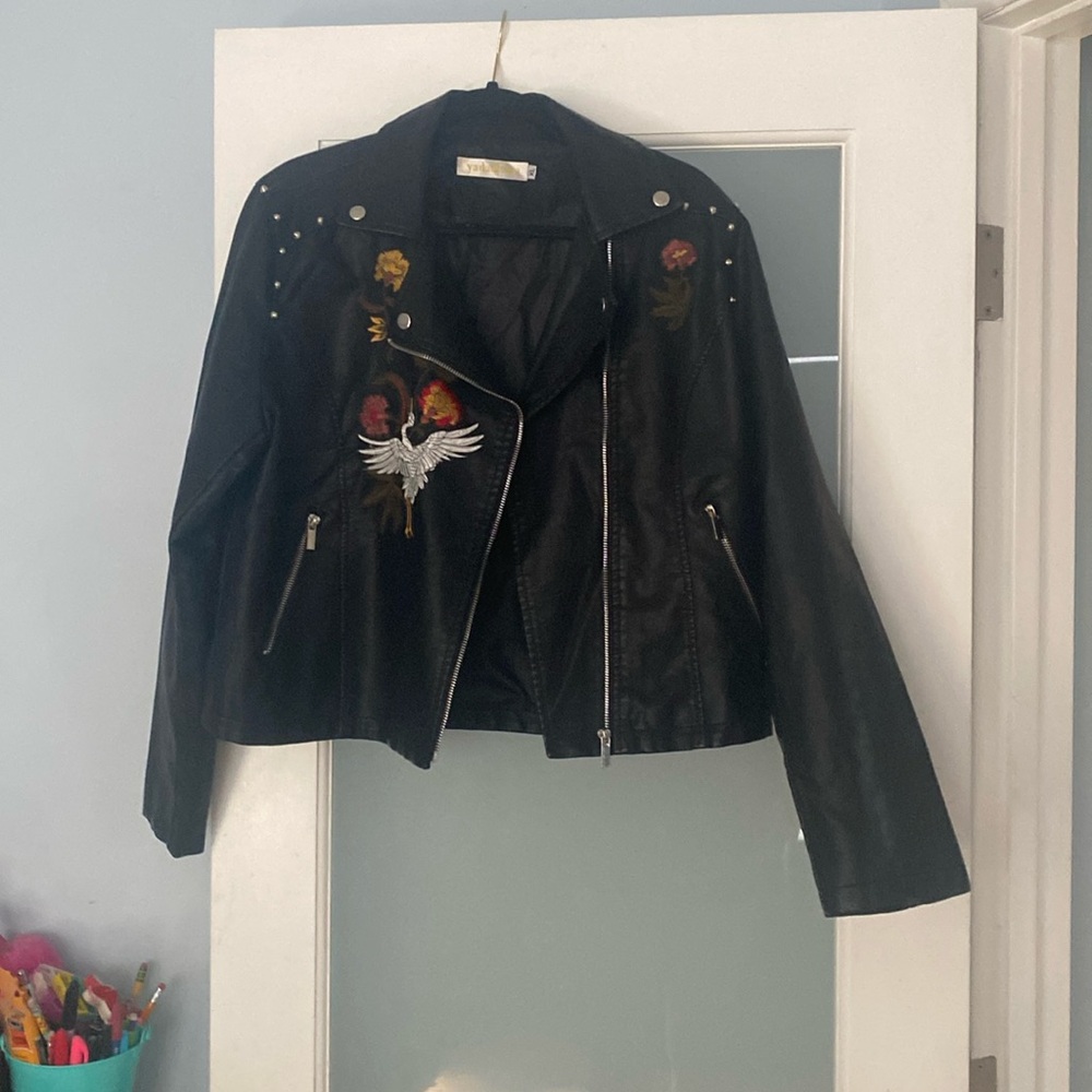 NWOT “Swan” Vegan Leather Jacket🌟